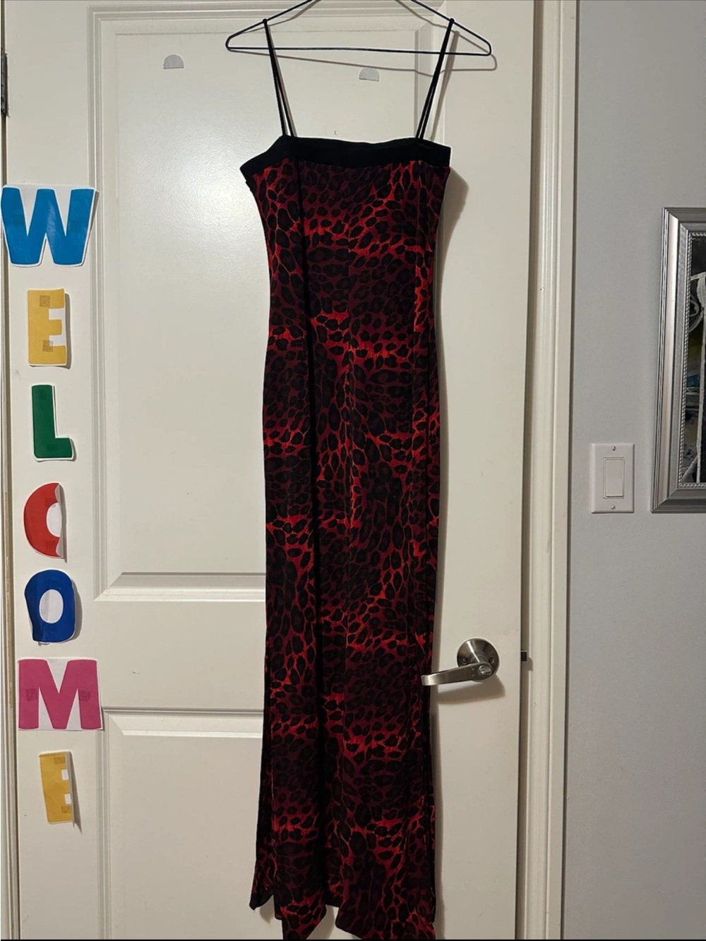 Red and Black Animal Print Slip Dress - Women